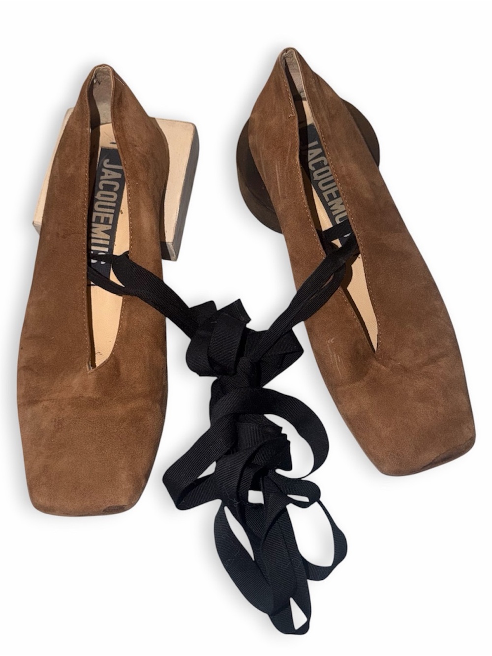 Jacquemus Suede Square Toe Loafers Geometric Shape Heels Sz 39